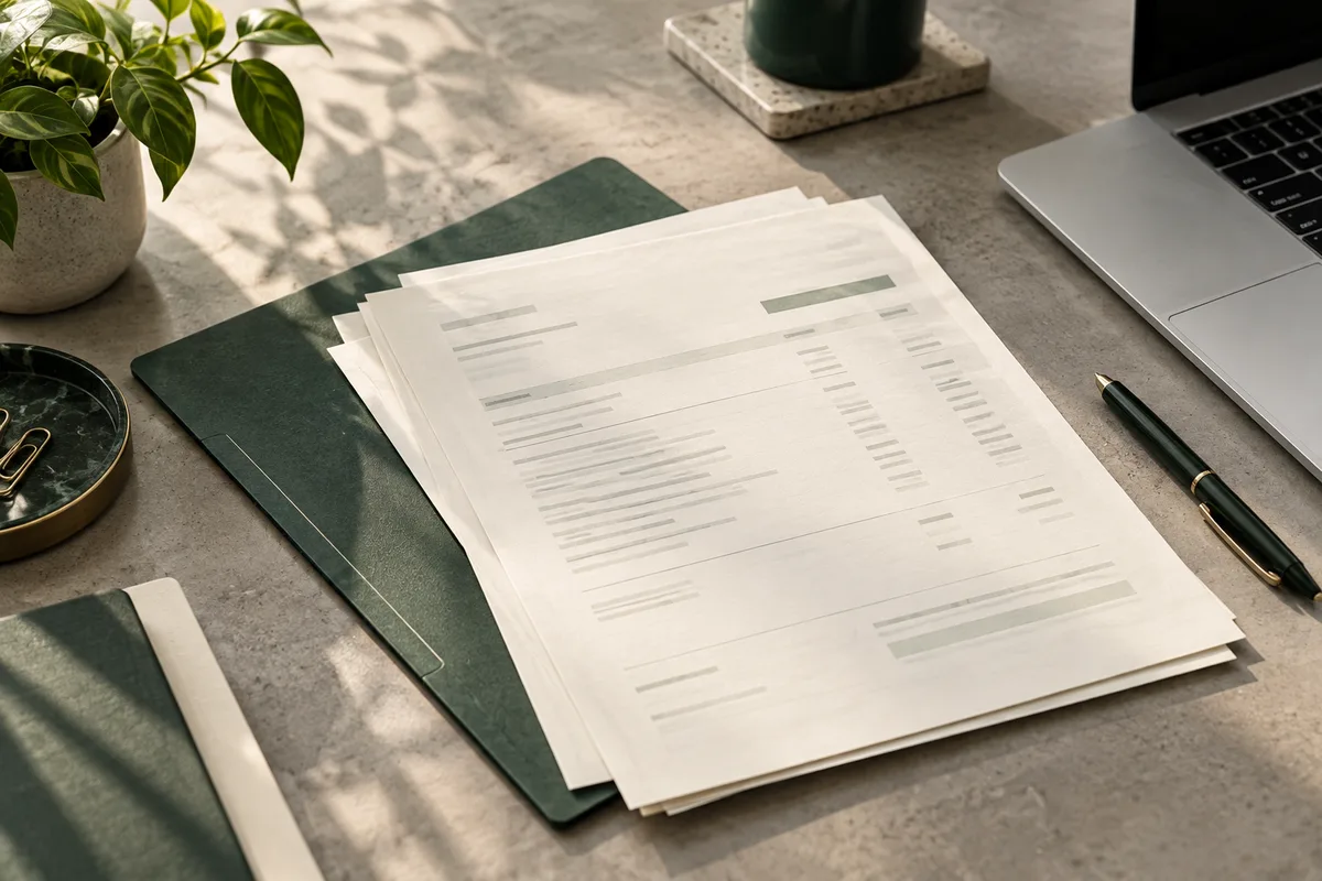 Delivery documents and a green folder on an operations desk